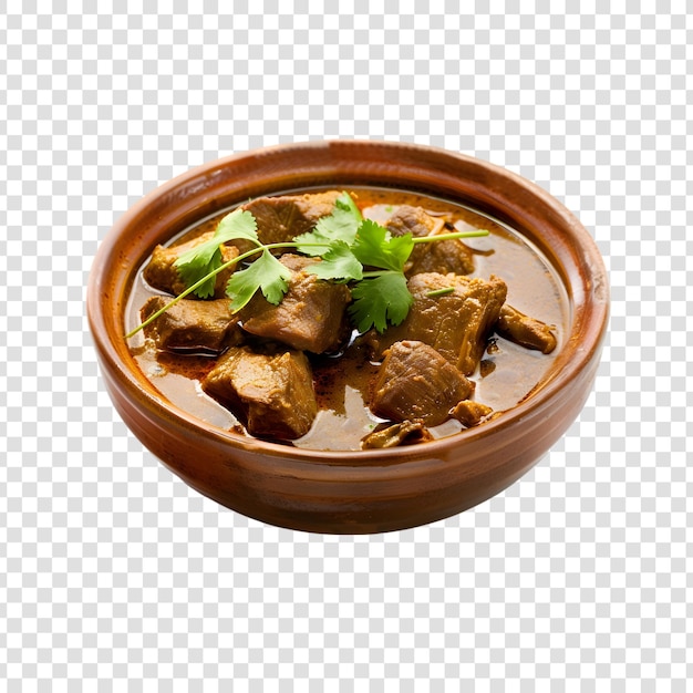 Mutton curry in a bowl on a transparent background