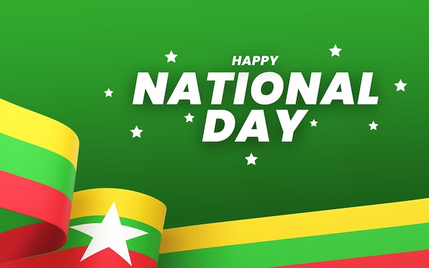 Myanmar flag design national independence day banner editable text and background