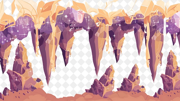 Mysterious Cave Landscape With Glittering Stalactites and Hi Illustration Natural Scenery Design