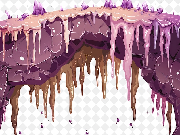 PSD mysterious cave landscape with glittering stalactites and hi illustration natural scenery design