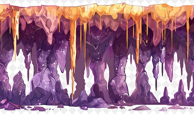 Mysterious Cave Landscape With Glittering Stalactites and Hi Illustration Natural Scenery Design