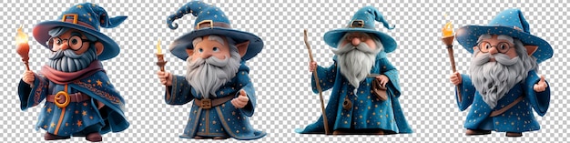 PSD mysterious wizard casting spells isolated on a transparent background