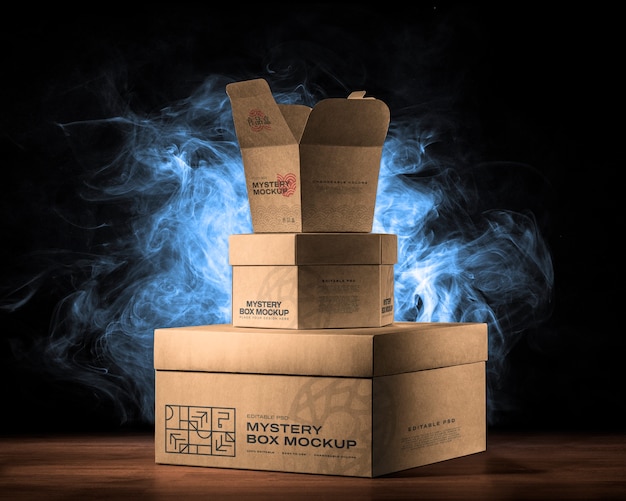 PSD mystery box packaging mockup