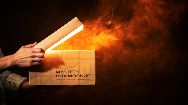 PSD mystery box packaging mockup