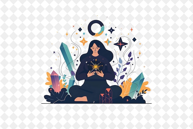 PSD mystical astrologer with characters reading stars and predic png people in daily work illustration