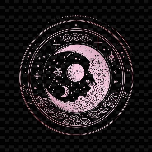 PSD mystical chinese astrology with constellation design intrica png inspired lunar icon designs