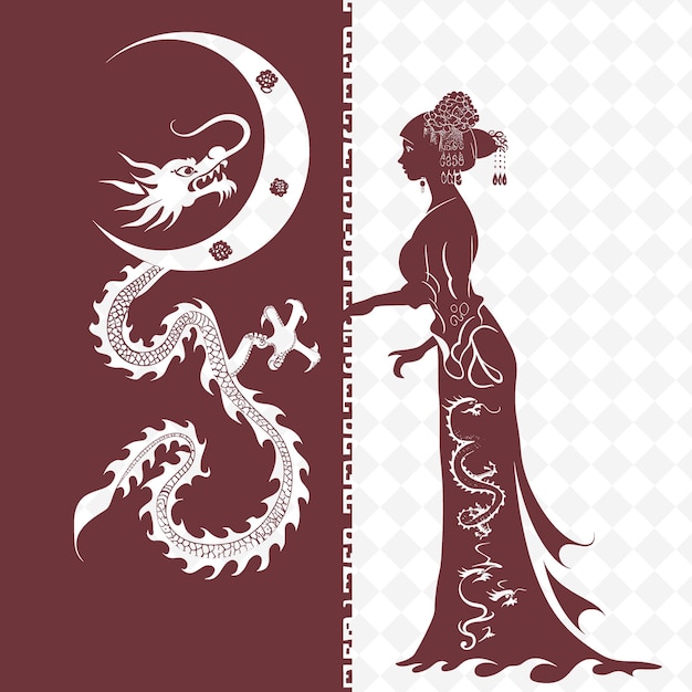 PSD mystical chinese qipao with mythical design intricate and sy png inspired lunar icon designs