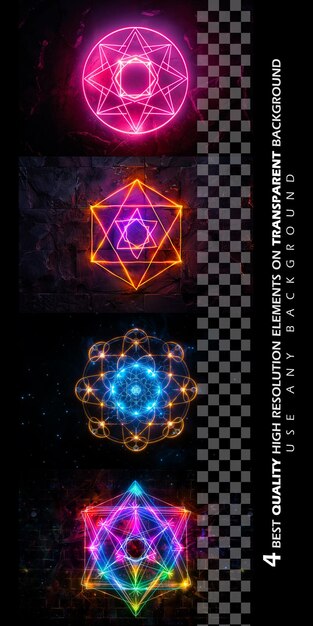 PSD mystical geometry symbol linear alchemy occult philosophy on transparent background