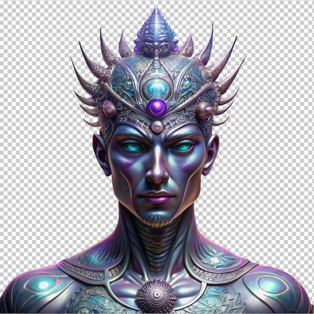 PSD mystical person sculpted from iridescent metallic