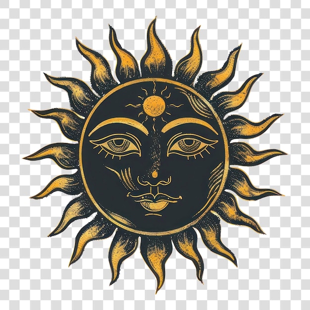 Mystical sun face illustration