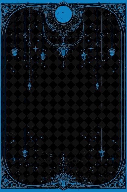 PSD mystical tarot card frame with crystal string and moon shape png creative background design