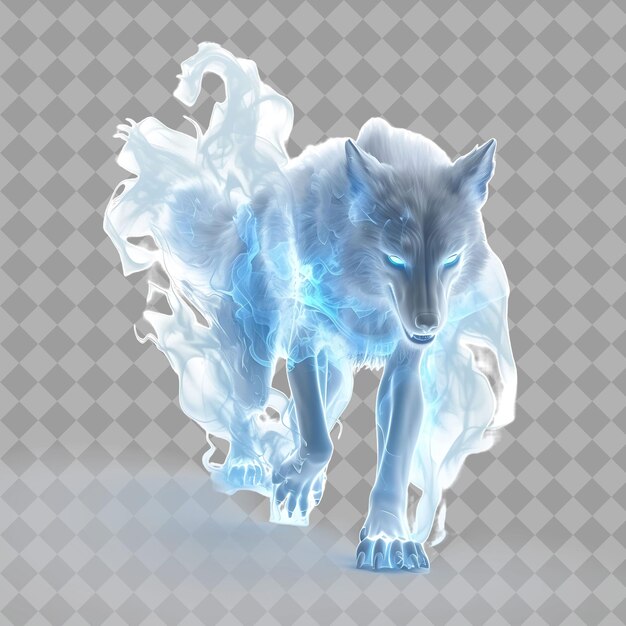 PSD mystical wolf spirit supernatural entity with wolf like form isolated 3d character illustration