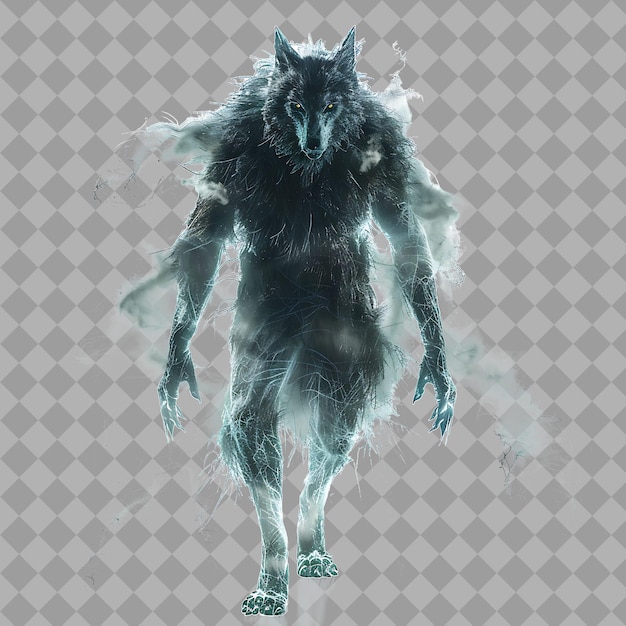 PSD mystical wolf spirit supernatural entity with wolf like form isolated 3d character illustration