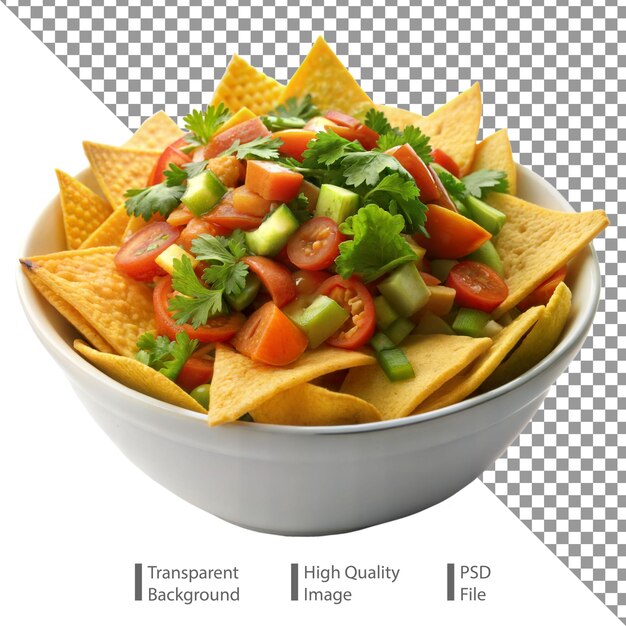 PSD nachos in white bowl on transparent background