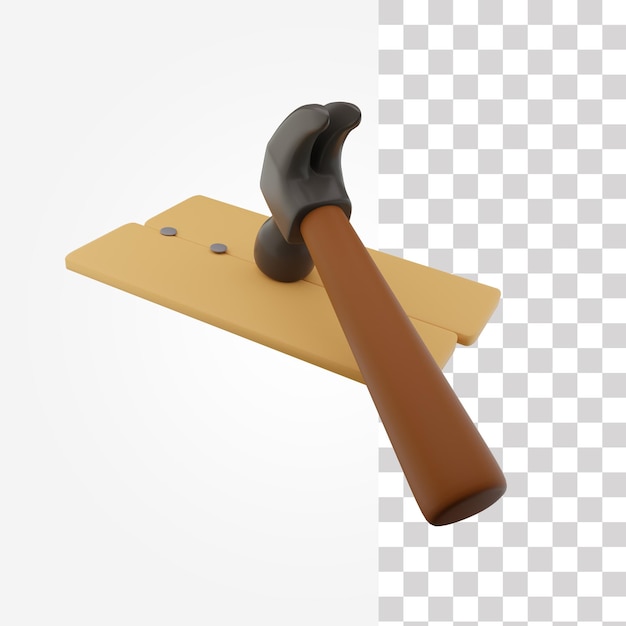 Nail hitting 3d icon