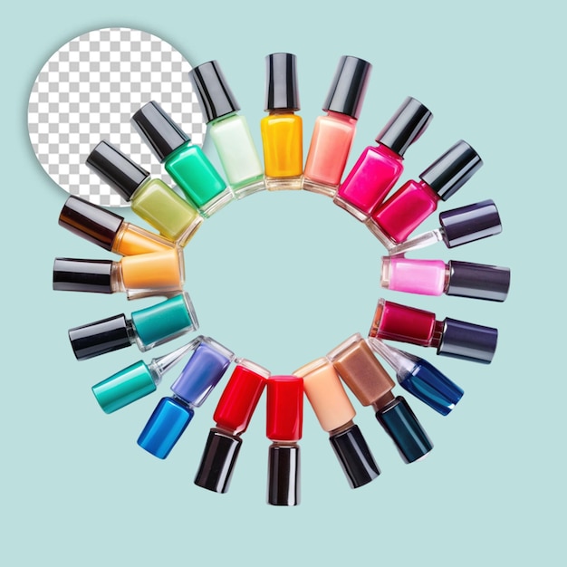 PSD nail polish collection on transparent background