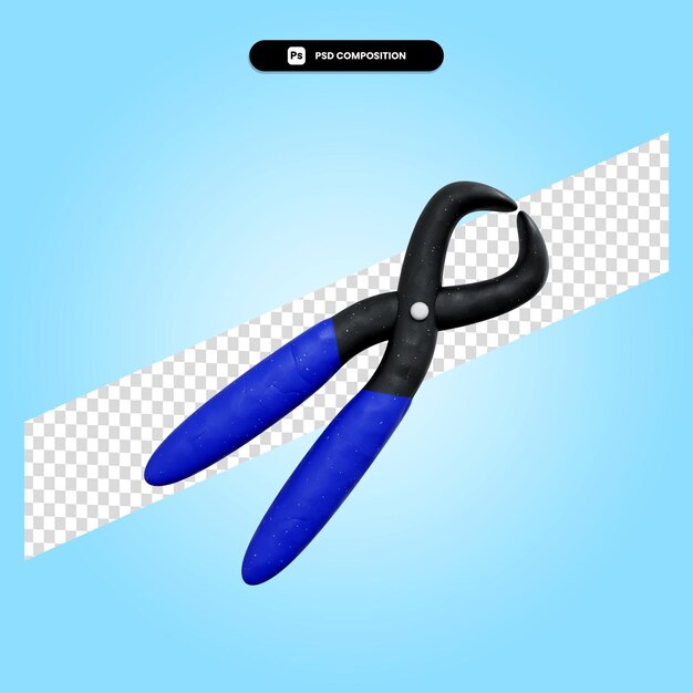 Nail puller 3d render illustration isolated