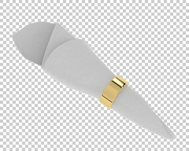 Napkin with gold ring on transparent background 3d rendering illustration