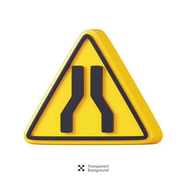 PSD narrow road sign isolated traffic mandatory road sign board 3d rendering