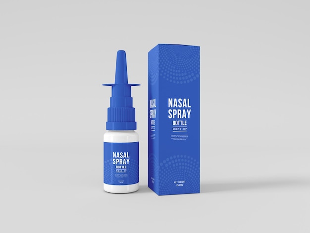 Nasal Spray Bottle with Box Mockup