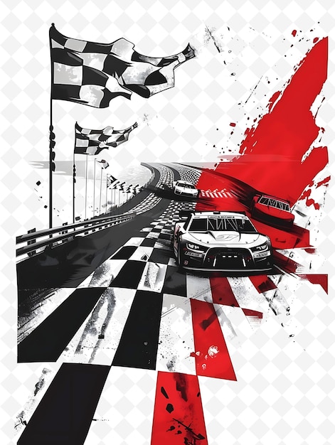 Nascar Race Track Setting With Drivers and Fans for Election Flat Illustration Poster Design