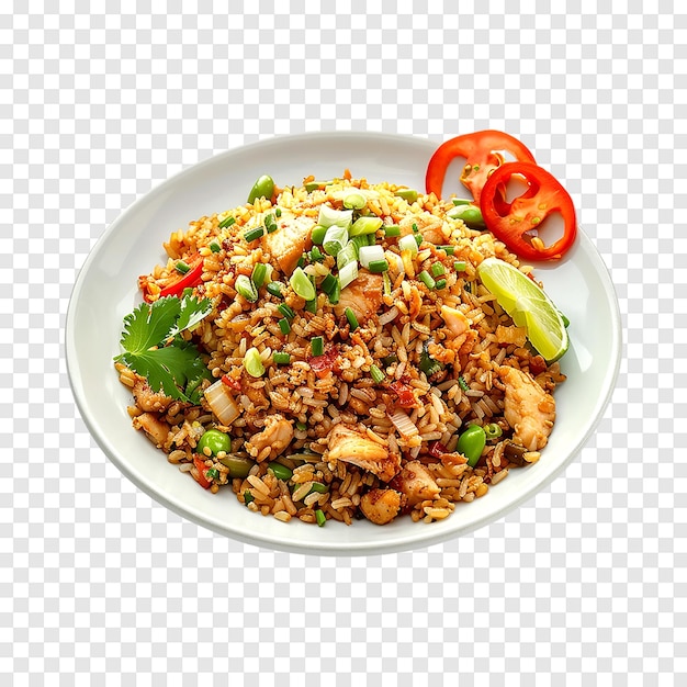 PSD nasi goreng indonesian chicken fried rice isolated on a transparent background