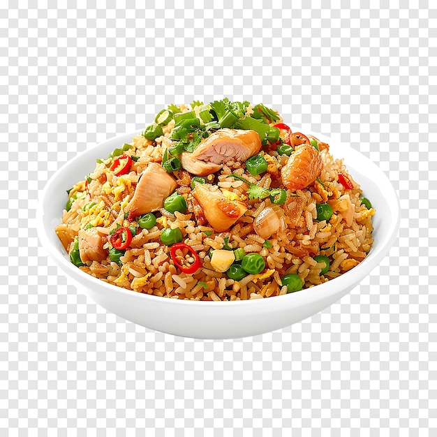 PSD nasi goreng indonesian chicken fried rice isolated on a transparent background