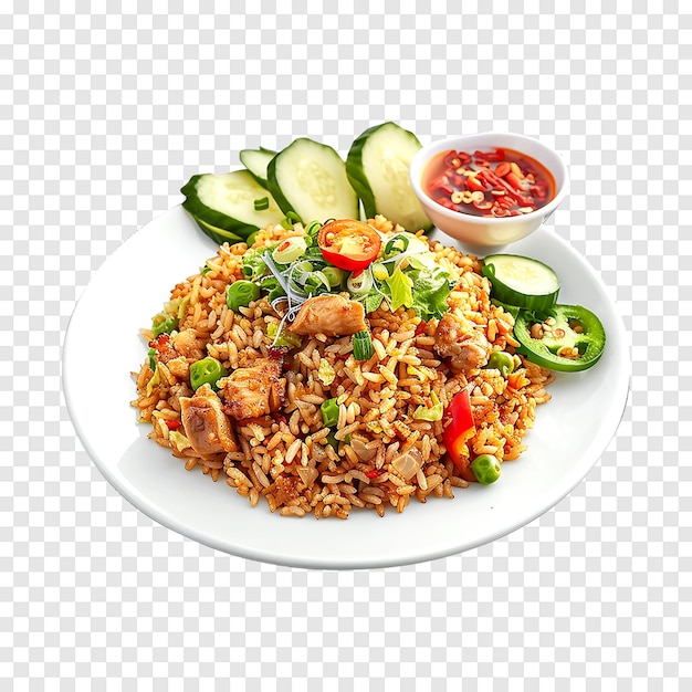 PSD nasi goreng indonesian chicken fried rice isolated on a transparent background