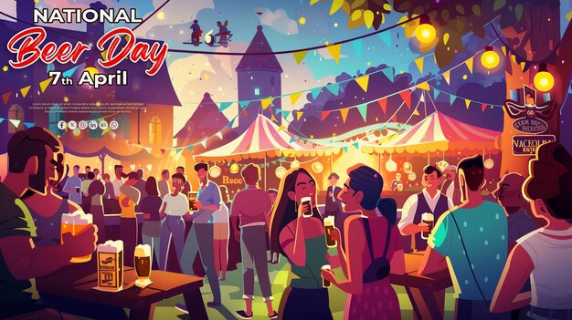 National Beer Day special greeting card with a psd background