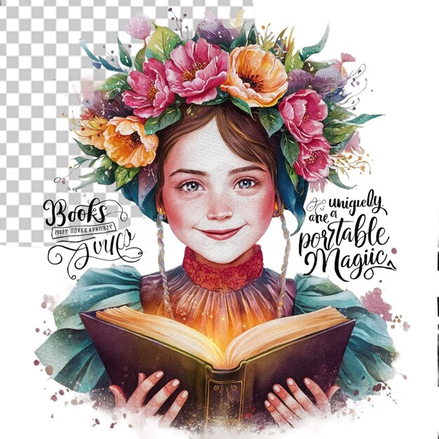 PSD national book lovers day png illustration