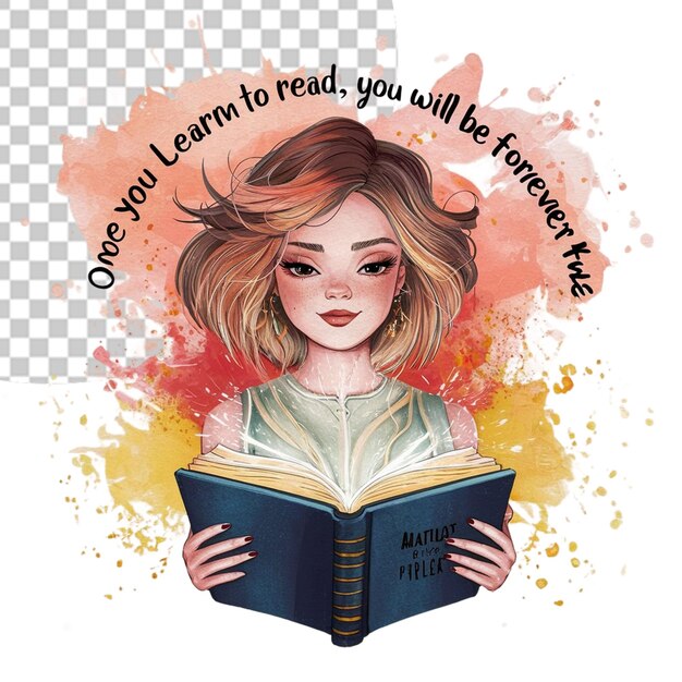 National Book Lovers Day PNG Illustration