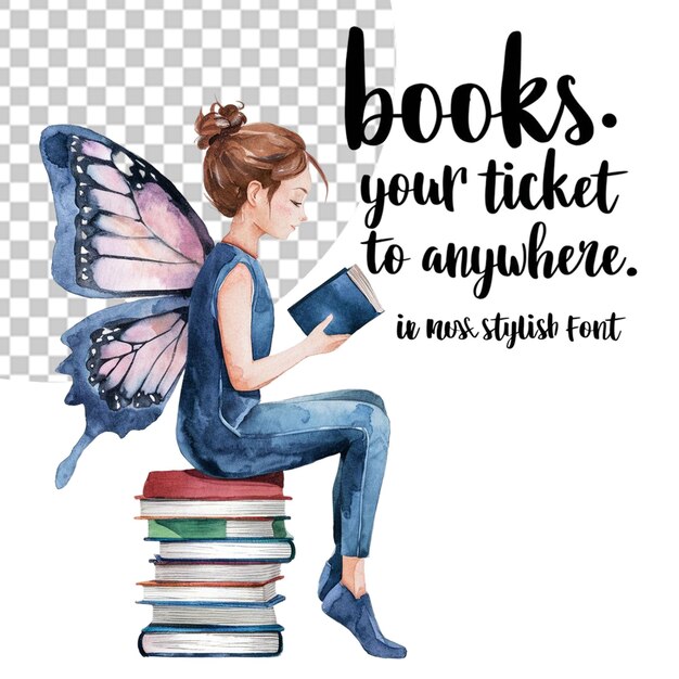 National Book Lovers Day PNG Illustration