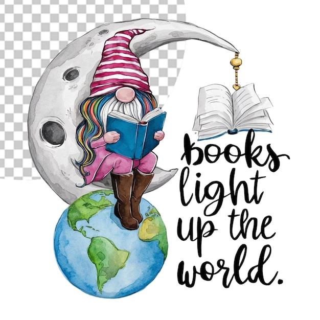 National Book Lovers Day PNG Illustration