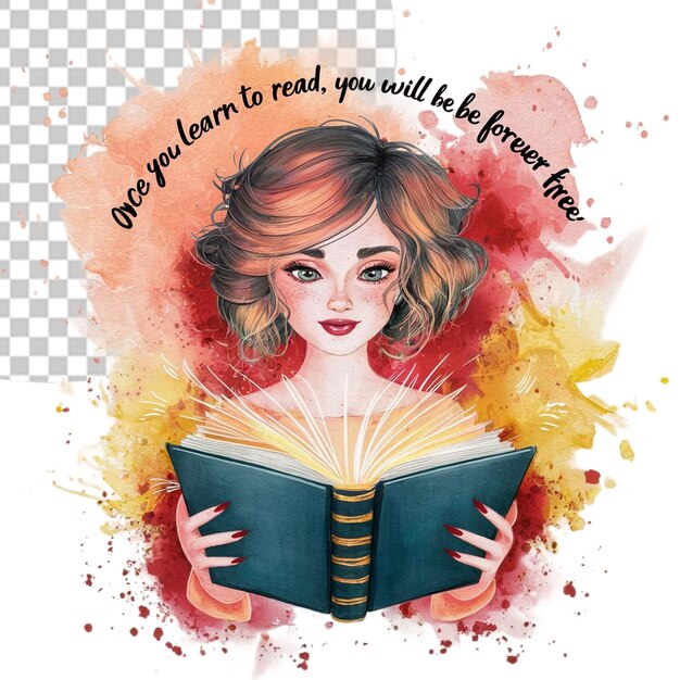 PSD national book lovers day png illustration