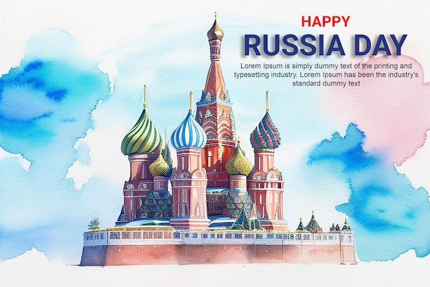 National Day Russia Hand Drawn Banner