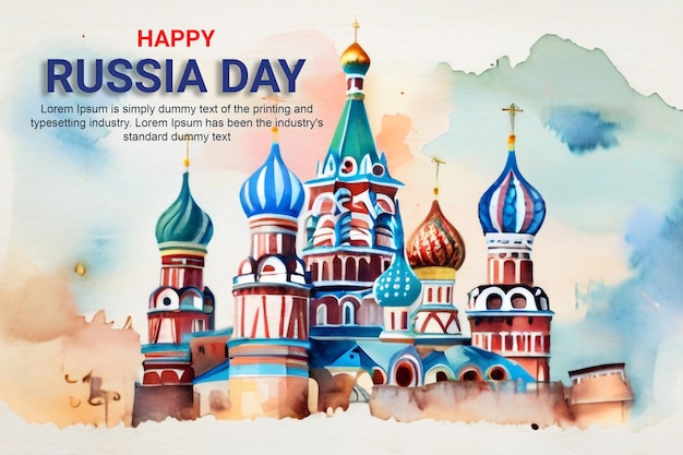 National Day Russia Hand Drawn PSD Banner