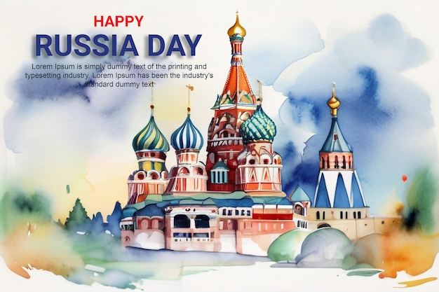 National Day Russia Hand Drawn PSD Design