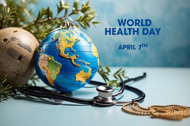 National doctors day background with stethoscope and world map banner