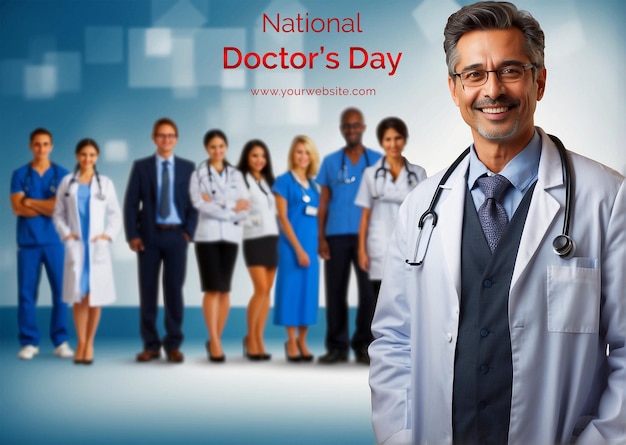 National Doctors Day concept dedicated doctor in white coats