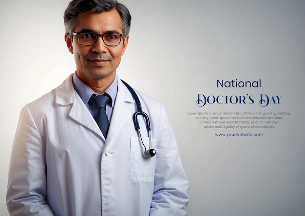 National Doctors Day concept male doctor on white color background