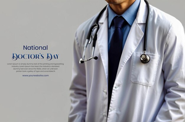 National Doctors Day concept male doctor on white color background