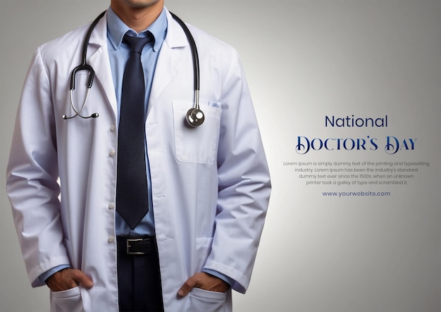 National Doctors Day concept male doctor on white color background