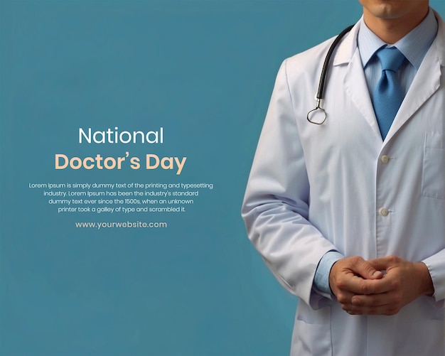 National Doctors Day concept unique male doctor on blue background