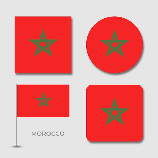 national flags of morocco set design template psd file