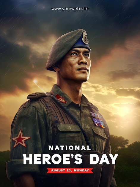 National Heroe's Day greeting poster