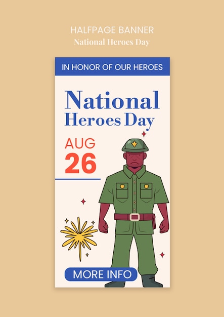 PSD national heroes day celebration template