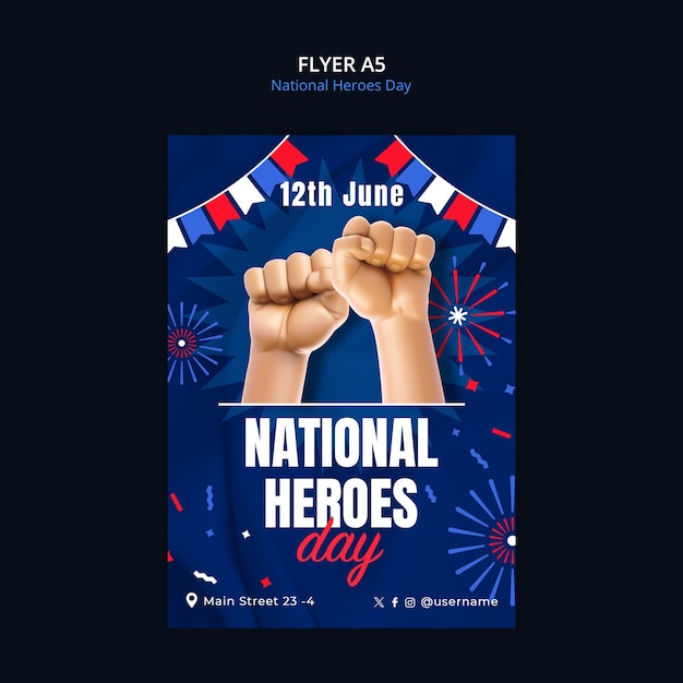 PSD national heroes day template design