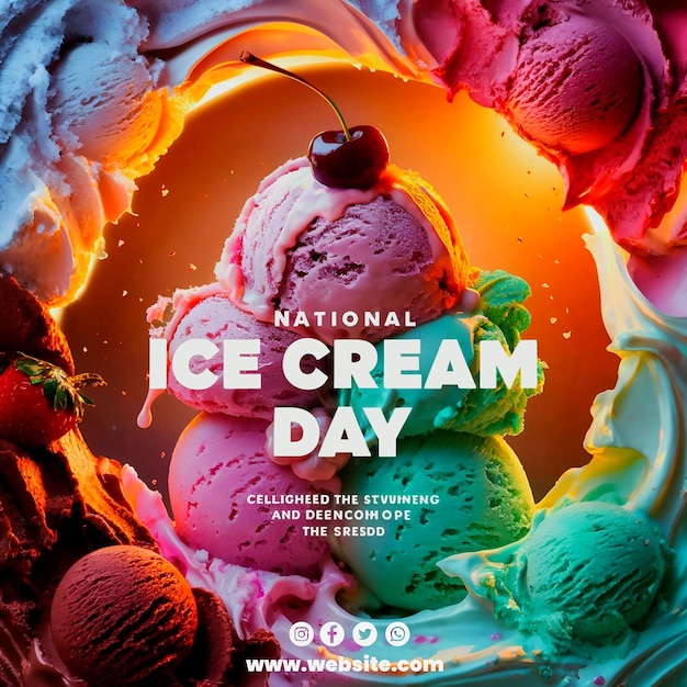 PSD national ice cream day poster for social media