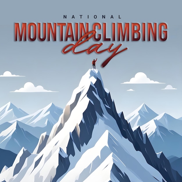 PSD national mountain climbing day adventure social media post template banner