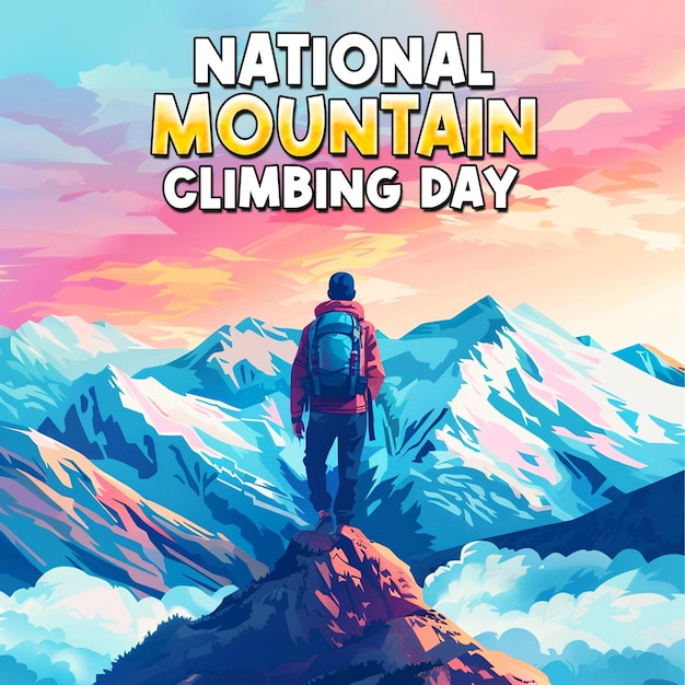 PSD national mountain climbing day celebration background